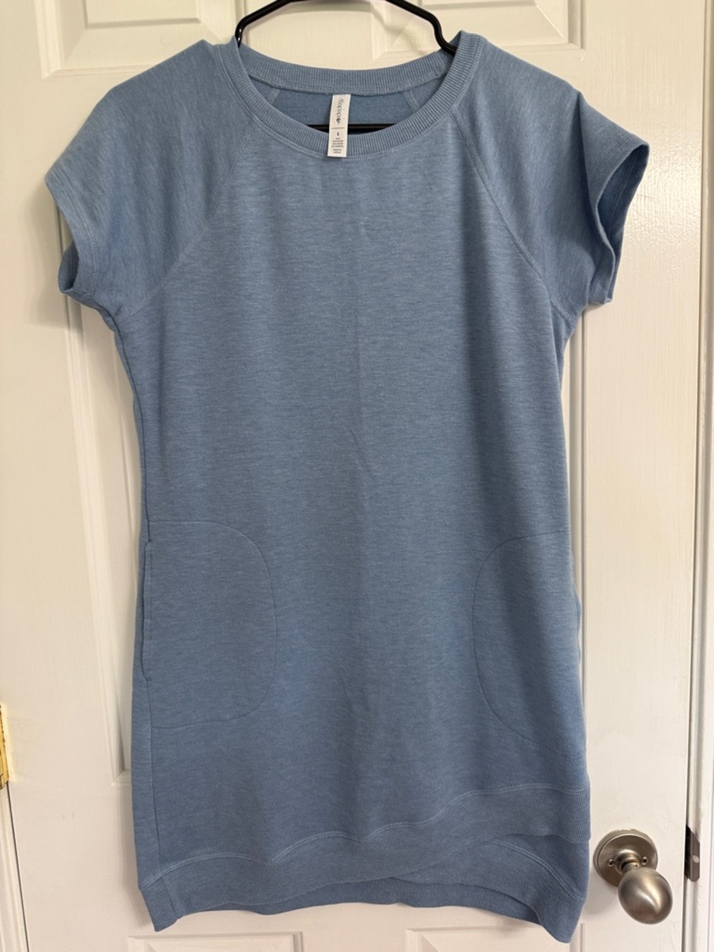 Light Blue Casual Short Sleeve Sweatshirt Dress